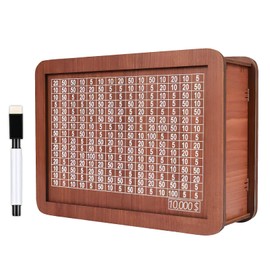 Generic Wooden Money Saving Box Cash Piggy Bank for Adults Money Box with Money Target and Numbers Boys Girls Coin Bank (Deep Brown, 10000+Pen)