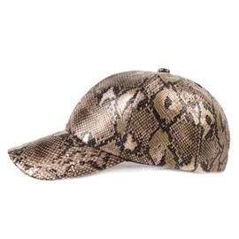 LABANCA Unisex Snakeskin Baseball Cap PU Leather Casual Trucker Baseball Cap Hat, Coffee