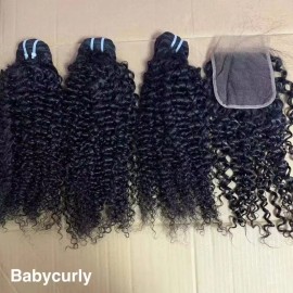 Free Gift Business Deal for Bulk Hair Pixie Curly Yaki Straight Raw Indian Curly Hair Human Hair Raw Hair Bundlecolor: Baby curly, Stretched Length: 24 Inches