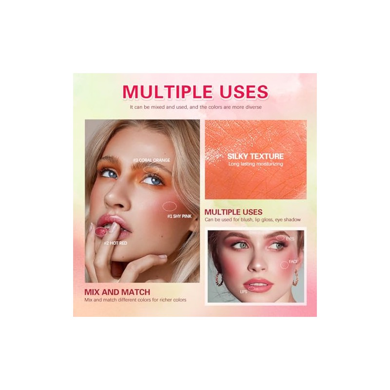 Barra de Rubor de Maquillaje Multiusos, Barra de Rubor En