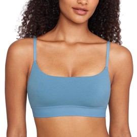 INLYRIC Women's Cotton Bralette - Wireless Unlined Sleep Comfortable Seamless Cami Bra Universe Blue Large