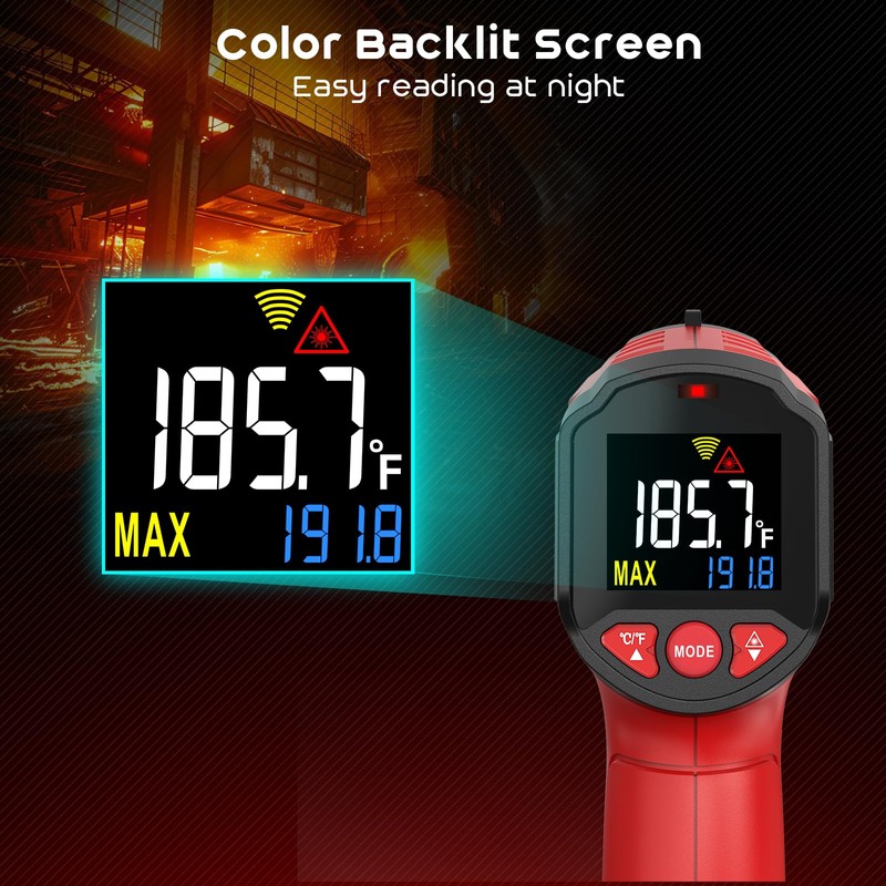 Infrared Thermometer, SQECH Laser Thermometer -50℃~600℃(-58℉~1112℉), with Adjustable Emissivity and