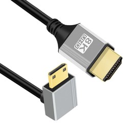 chenyang HDMI 2.1 Cable,HDMI Male to Micro HDMI Male 90 Degree Down Angled 8K@60Hz 4K@120Hz 48Gbps Ultra High-Speed Gold-Plated Cable 1.64FT/0.5M for TV, Monitor, Computer