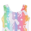 EQSJIU Girls Dance Dress Stripe Unicorn Shinny Leotard with Skirt