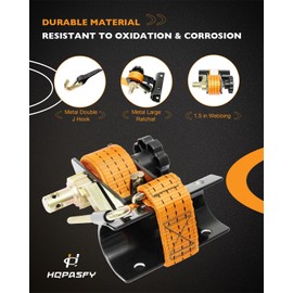 Rack Ratchet Straps, W/J-Hook (2PCS), 2" Black Round Tube Mount, 1.5" Wide x 7.5' Long, Orange Ladder Rack Ratchet Straps, 500 lbs Load Heavy Duty, Truck/Lumber Rack Straps, Pipe/Roof Rack Strap