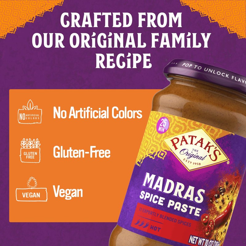 Patak’s Madras Spice Paste - Hot Indian Curry Paste with