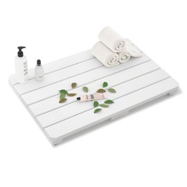 LUE BONA HDPS Bath Shower Mat, 23.5" x 16" x 1.7" - Non Slip Floor Mat for Spa Sauna Kitchen, Detachable Bathroom Mats Indoor or Outdoor Use, White