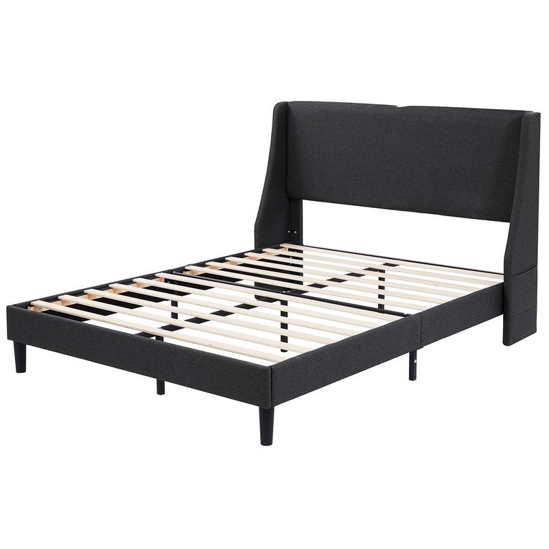 VECELO Queen Bed Frame with Type-C & USB Port, Wingback