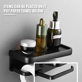 3PCS Toilet Roll Holder Space Aluminum Black Paper Shelf Modern Non-Fade Toilet Rack Simple Paper Roll Holder for Home Bathroom