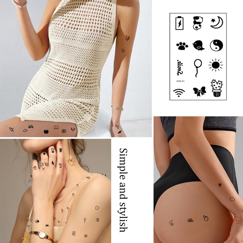 Tiny Small Removable Tattoos 30 Sheets Semi Permanent Finger Temporary