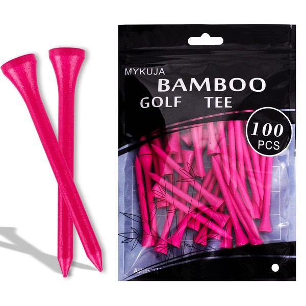 MYKUJA Bamboo Professional Golf Tees Pink, 100Pcs Golf Tees 2
