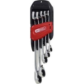 KS Tools 503.5905 DUO GEARplus combination spanner set with ratchet mechanism in ring and open jaw, reversible, 5 pcs