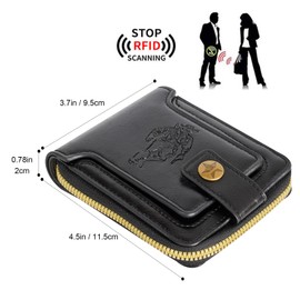 KaKuLan Black PU Leather Wallet for Men – RFID Blocking Bifold with 7 Card Slots, Large Bill Compartment, 2 Zipper Pockets & Fold-Out ID Window – Slim Travel Wallet