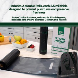Stash Proof Vacuum Seal Rolls 11" x 50' 2 Pack (100 Feet Total) (Clear and Black) 5.5 Mil - BPA Free Commerical Grade Food Saver for Storage, Sous Vide, and Meal Prep Sealer Bag