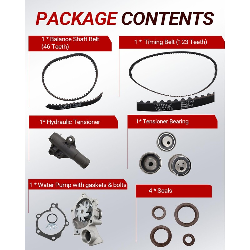 Kirogi 4G69 Timing Belt Kit with Water Pump (13pcs) Replace
