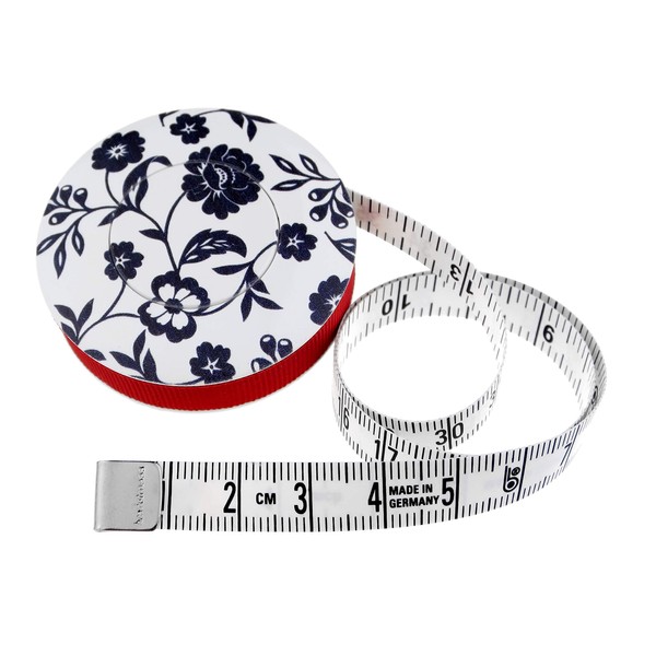 hoechstmass Balzer 80244D Tape Measure Rollfix Decor with Black Flowers – 150 cm/60 Inches