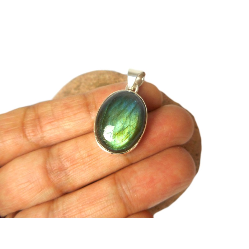 925 Sterling Silver Oval Fiery Labradorite Stone Labradorite Pendant, Stone,