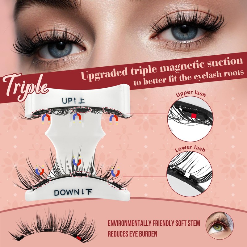 Magnetic Eyelashes with Applicator Soft Magnetic Lashes Natural Look Wispy