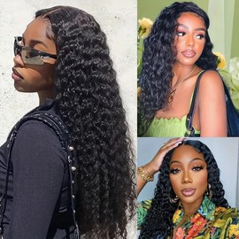 Brazilian Loose Deep Wave Bundles Human Hair Natural Black 22 24 26 Inch Deep Curly Human Hair Bundles Unprocessed Remy Hair Extensions Quick Weave For Women Deals