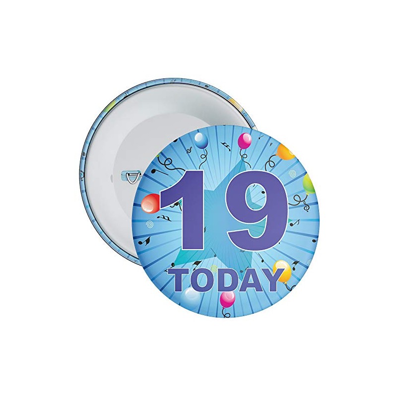 Blue 19th Birthday Badge in a choice of sizes (75mm)