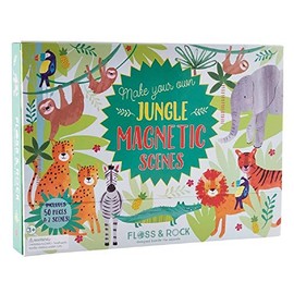 Floss & Rock Magnetic Jungle Playset - Create Animal Stories with 50 Magnetic Pieces - Zoo & Safari Backdrops - Educational Toy for Kids Portable with Handy Storage Drawer for At-Home or On-the-Go Fun