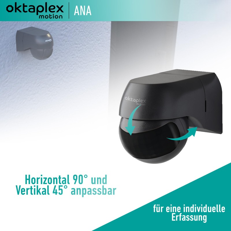 Oktaplex Ana Infrared Motion Sensor Outdoor Swivelling IP44 180° Motion