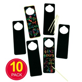 Scratch Art Door Hangers Size 23cm for Children to Design & Hang (Pack of 10)