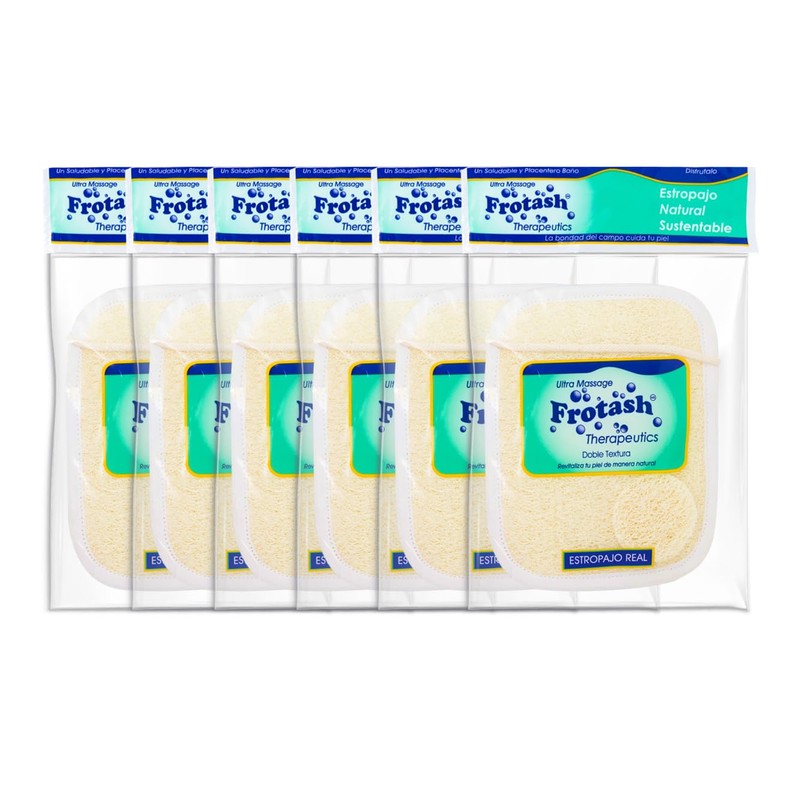 Frotash Estropajo Loofah Exfoliante Afelpado Grande para Baño 6 Piezas