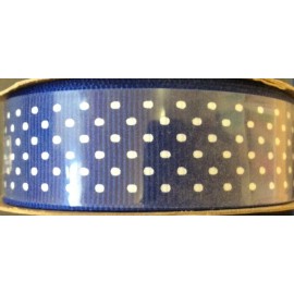 OFFRAY #37185 - BLUE GROSGRAIN SWISS DOT -7/8"W X 9 FT SPOOL