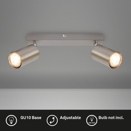 BRILONER BRILONER - Deckenlampe schwenkbar, GU10 Fassung, max. 9 W, Deckenleuchte, Lampe, Wohnzimmerlampe, Schlafzimmerlampe, Kchenlampe, Deckenstrahler, Deckenbeleuchtung, 25,5cm, Nickel-Matt