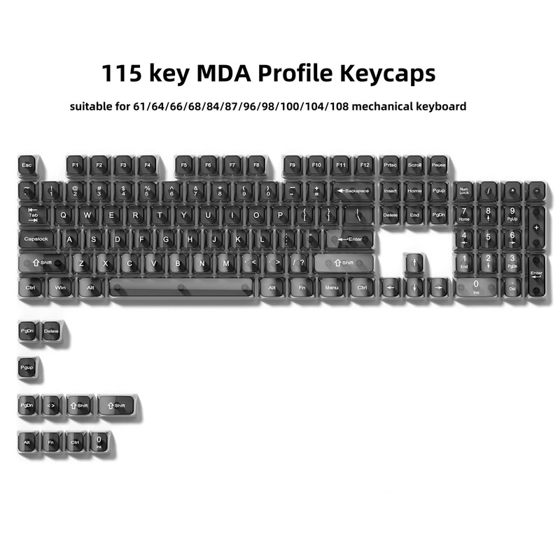 dagaladoo Grey Clear keycaps,Transparent keycaps 60 75 100 Percent,Ceramic Jelly