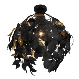 Reality Leuchten Leavy R60461032 Ceiling Light Metal Black Plastic Shade Black/Gold Excl. 1x E27