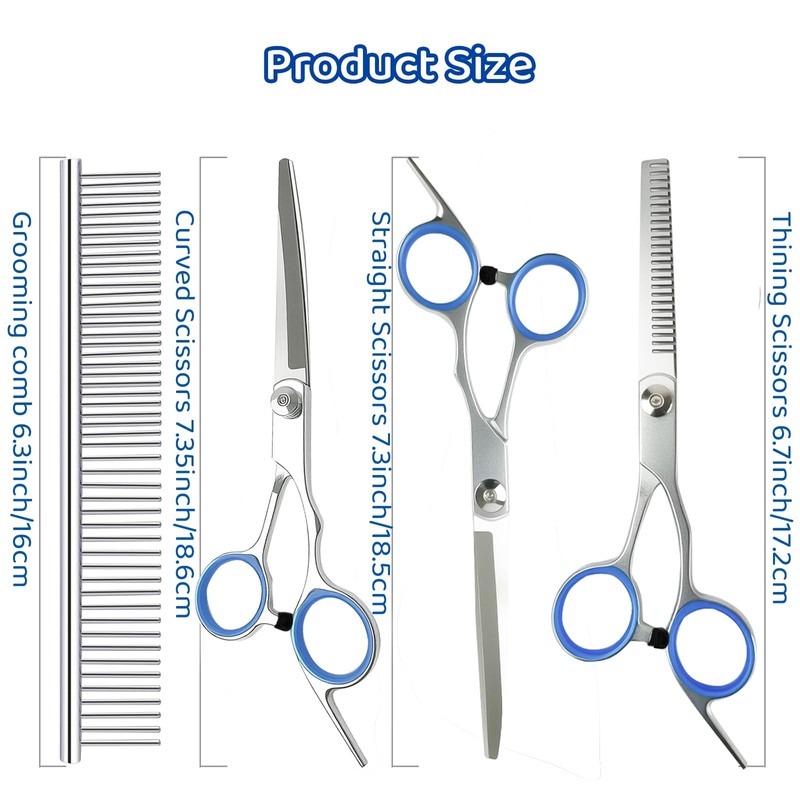 BLIWINPT 7-in-1 Dog Grooming Kit with Stainless Steel Scissors Professional