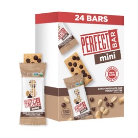 Perfect Bar Mini, Dark Chocolate Chip Peanut Butter Protein Bar, Protein Snack, Snack Bar, Organic, Gluten Free, Soy Free, Non GMO, No Sugar Alcohols, 0.88 Ounce Bar, 24 Count