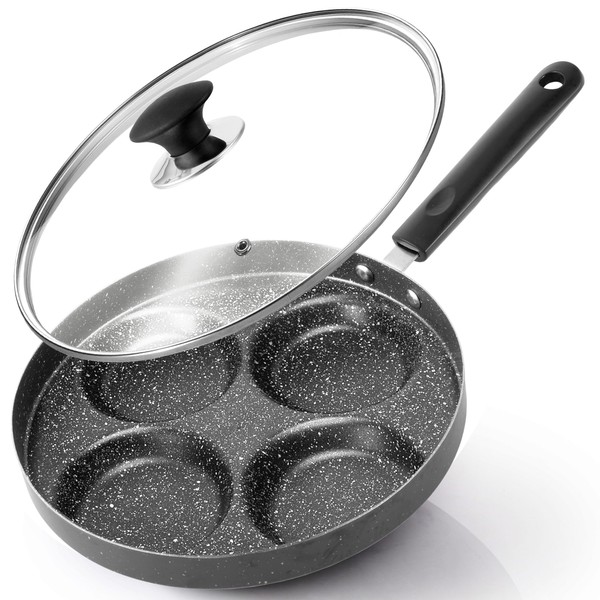 Modern Innovations 4-Cup Nonstick Egg Frying Pan with Lid, Fried