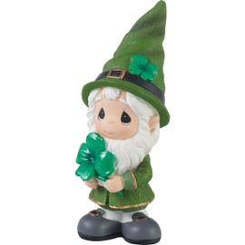 Precious Moments St. Patrick's Day Figurine | I’m Lucky and I Gnome It Resin Figurine | Gnome with Lucky Shamrock | Home Decor & Gift | Hand-Painted