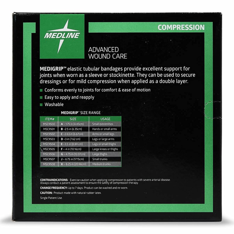 Medline Medigrip Elastic Tubular Bandages, Size E, For Legs or