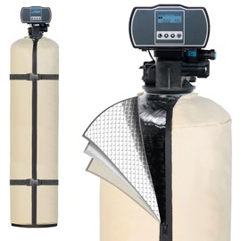 Water Softener Cover Outdoor, 3 Layers Insulation Water Softener Tank Jacket, Heavy Duty Outdoor Insulated Water Softener Tank Cover, Water Softener Covers for Outside Units, 10''D x 54''H- Beige