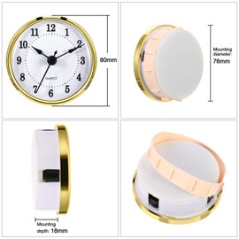 Hicarer 3-1/8 Inch (80 mm) Clock Insert Fit Diameter 3.0 inch (76 mm) Hole (Gold)