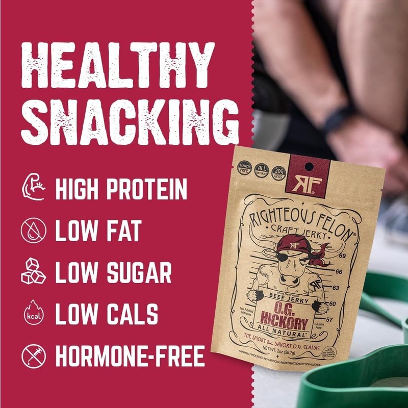 Righteous Felon Craft Beef Jerky (OG Hickory, Pack of 8)