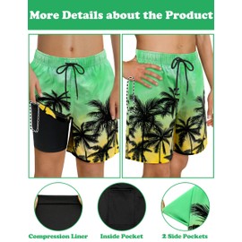 Sarfel Kids Swim Trunks Boys 6-7 Boys Swim Trunks with Compression Liner Boys Bathing Suit Boys' Swimwear Boys Swimming Trunks