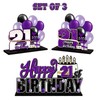 LINGTEER Happy 21st Birthday Purple Acrylic Table Topper Centerpieces Set