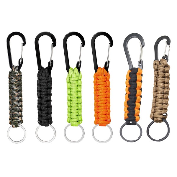 oooaooo 6 Stück Gewebte Karabiner Schlüsselanhänger, Karabinerhaken Klein Schlüsselringe Schlüsselanhänger