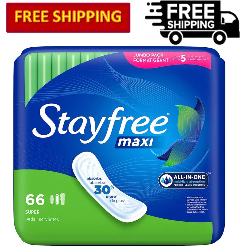 Stayfree Maxi Pads for Women, Super Protection Absorption - 66