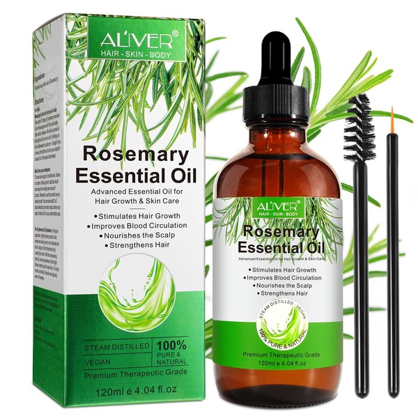 Rosemary Oil for Hair and Skin Care (120 ml), 100% Pure Organic Essential Rosemary Oil, Sews Hair, Strengthens Hair and Promotes Hair Growth for Men and Women