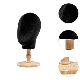 perfeclan Wig Holder Model Head Stand Home Salon Versatile Hairdresser Training Hat Display Stand Hat Organizer for Cap Wig Headdress, Wood Base