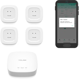 YoLink Smart Home Starter Kit: Hub & Water Leak Sensor 4-Pack, SMS/Text, Email & Push Notifications, LoRa Up to 1/4 Mile Open-Air Range, w/Alexa, IFTTT, Home Assistant