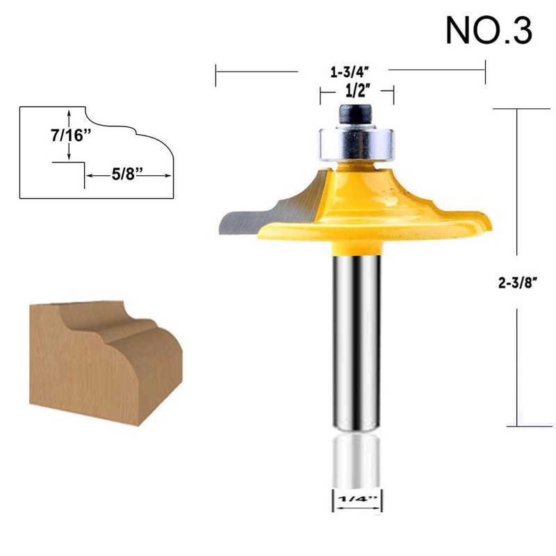 LEATBUY 1/4-Inch Shank Door&Drawer Front Edging Router Bit Set 4