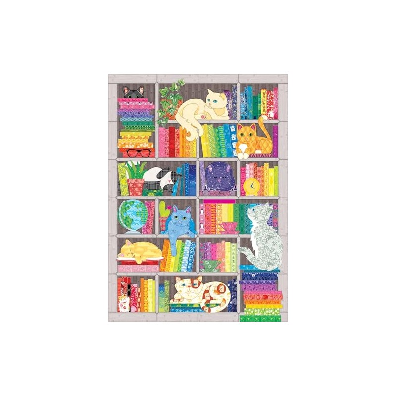 Cobble Hill 1000 Piece Puzzle - Rainbow Cat Quilt -