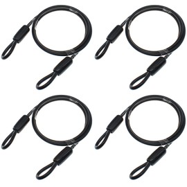 FDXGYH 4 Pcs 12 Inch Heavy Duty Steel Loop Cable Braided Stainless Steel PVC Coated Safety Wire Rope for Outdoor Travel Home Hanging Transport [5mm Thickness]